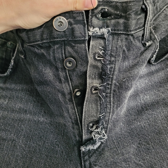 Rag & Bone Marilyn High Rise Button Fly Mini Denim Shorts in Black Hawk, Size 30 - Picture 5 of 10